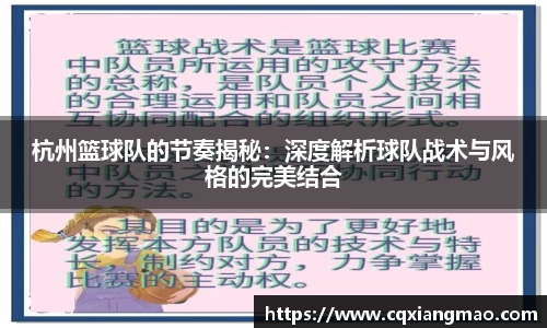 杭州篮球队的节奏揭秘：深度解析球队战术与风格的完美结合